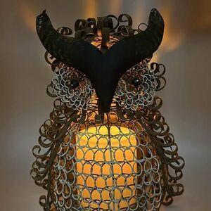 Candle Owl Battery Operated Metal Includes New Batteries